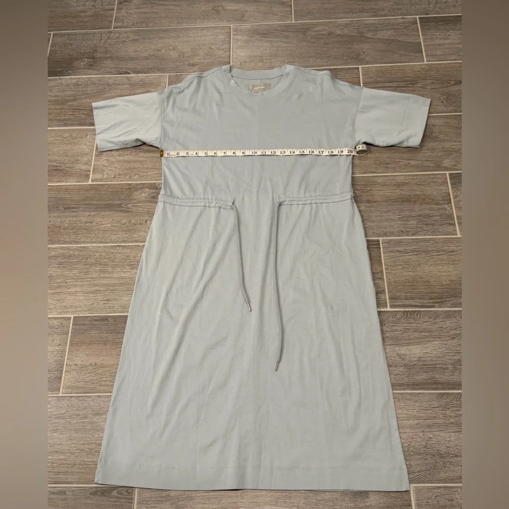 NWOT! Everlane The Luxe Cotton Tie-Front Tee Dress in Sky Slate Blue. Size Small - Picture 10 of 13